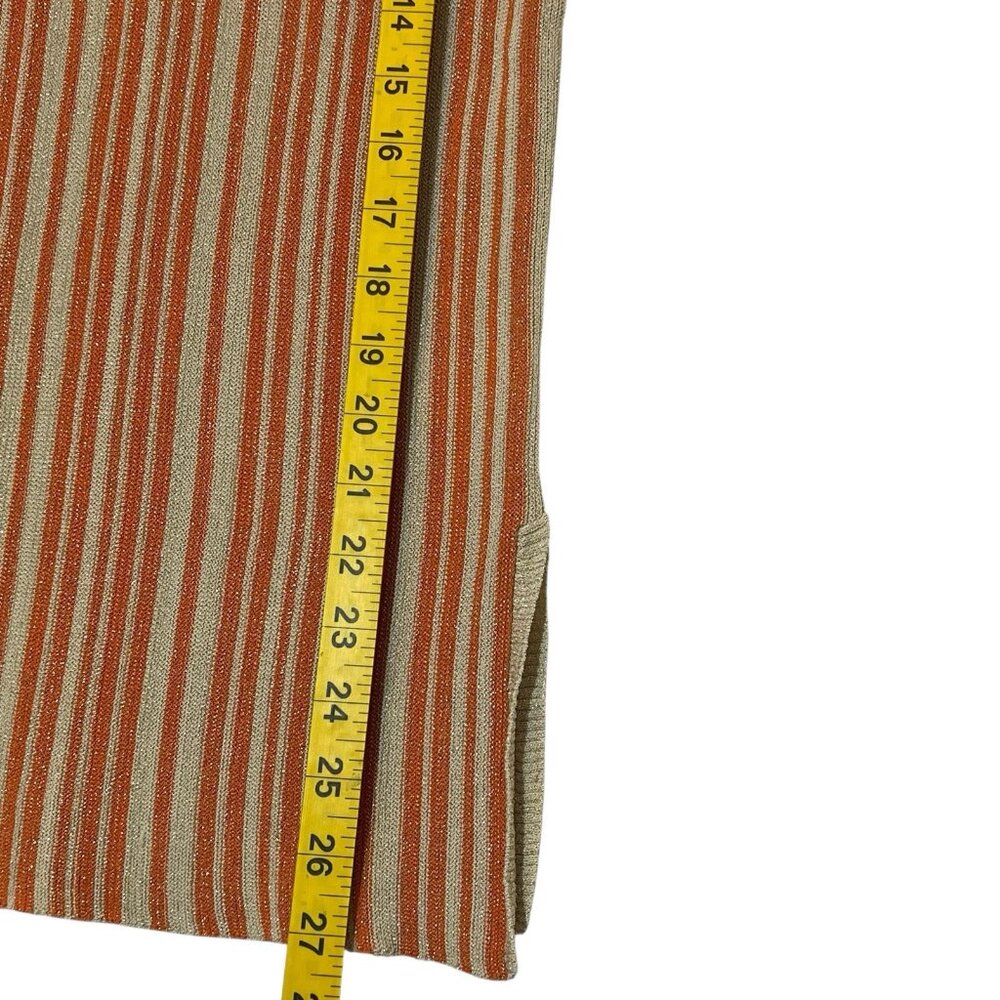 Revolve House of Harlow Top Small orange Gold sleeveless Knit Striped Mock Neck - Picture 7 of 11